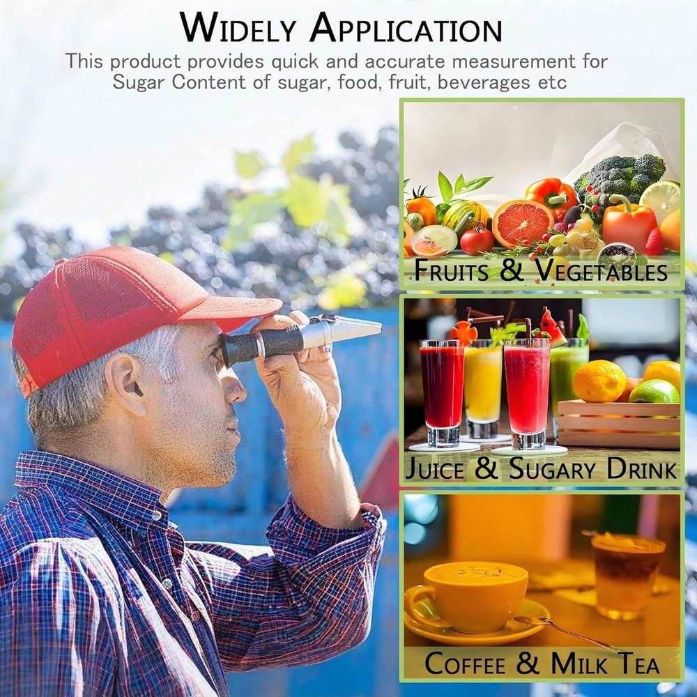 Precision 0-32% Brix Refractometer: Handheld, Portable Sugar Tester with ATC