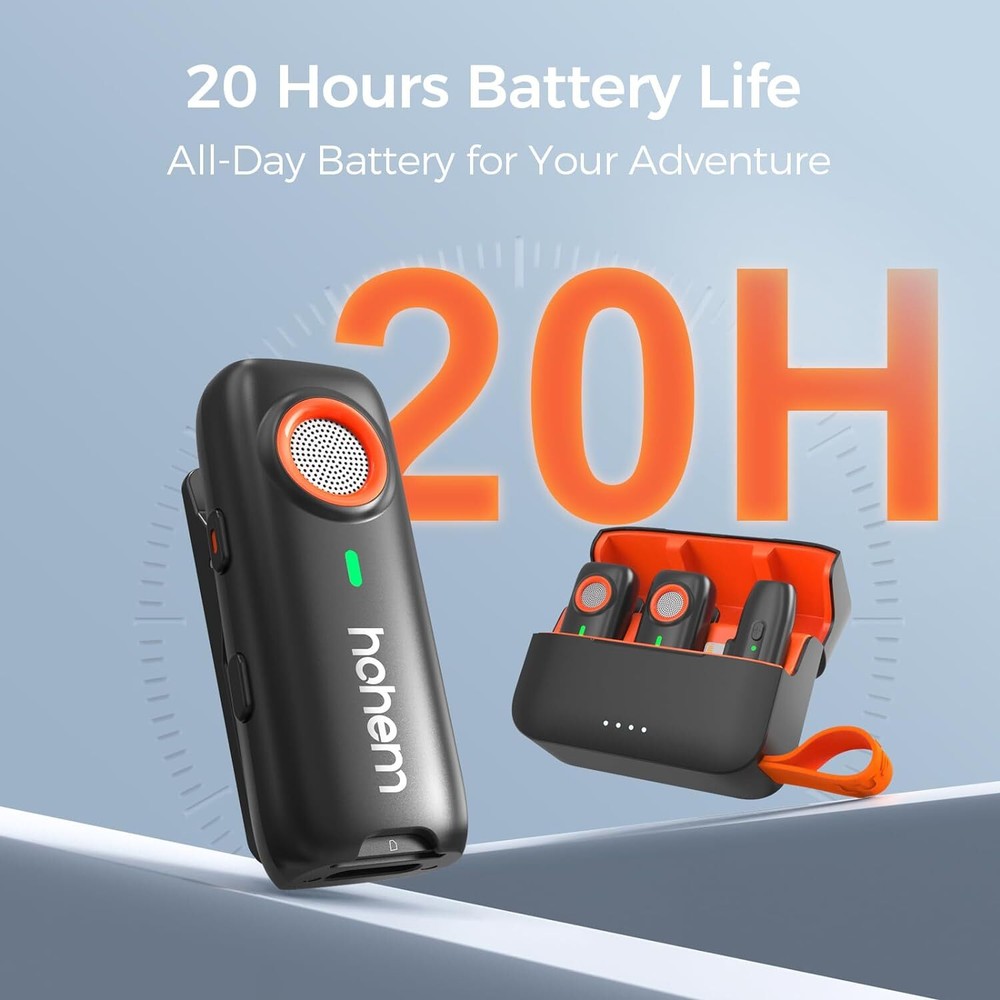 Hohem MIC-01 Wireless Lavalier Microphone 2 Transmitters 1 Receiver for Android