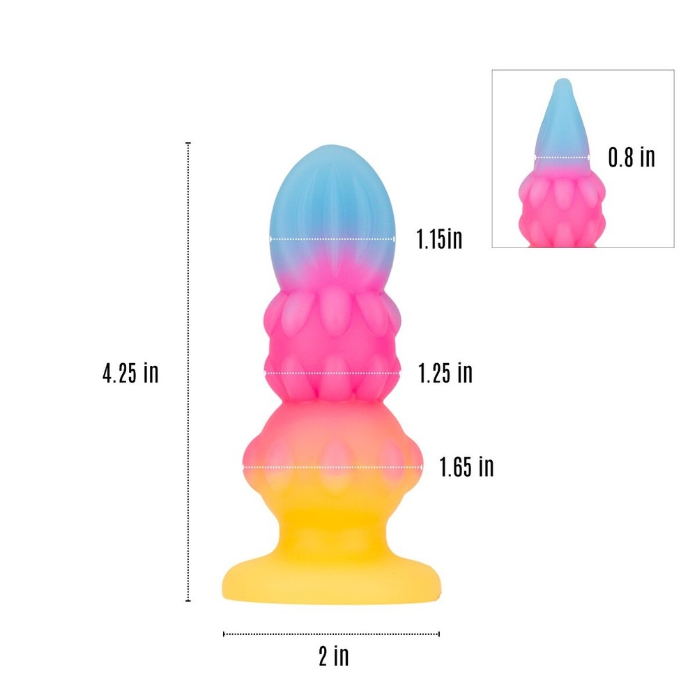Soft Squeezable Glow in the Dark Silicone Beaded Bumpy Anal Butt Plug Small