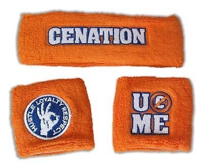 JOHN CENA Orange Cenation U Can't See Me Headband Wristbands Set