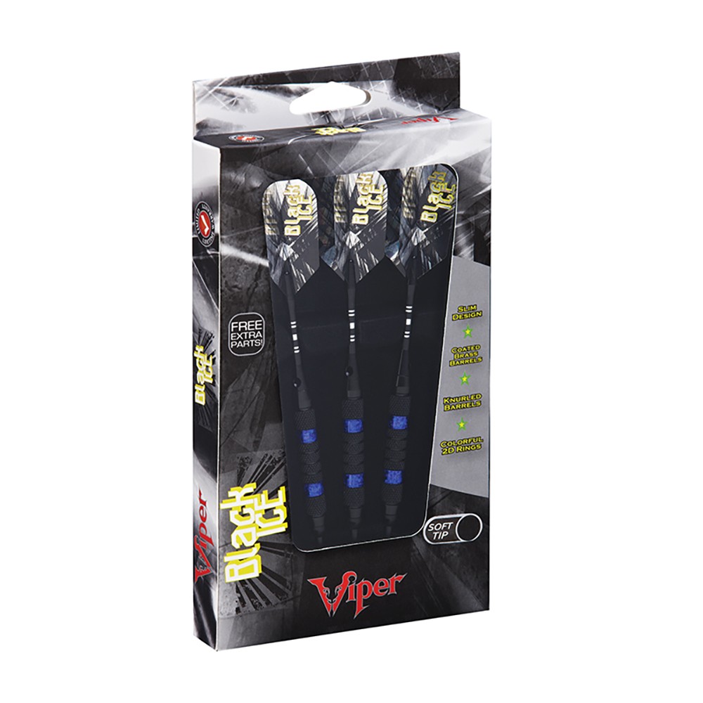 Viper Set of 3 Black Ice Blue Soft Tip Darts 16 Grams