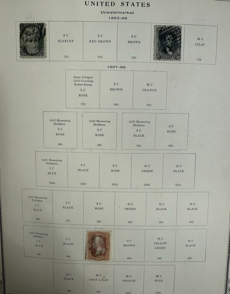 United States Postage Stamps 1862-68 Used