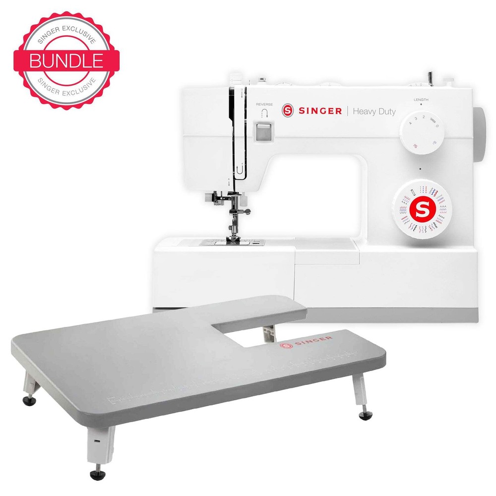 SINGER® Heavy Duty 4452 White Sewing Machine & Extension Table Bundle