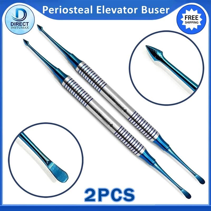 Dental Periosteal Elevator Buser Blue Titanium Coated Double Ended 2Pcs