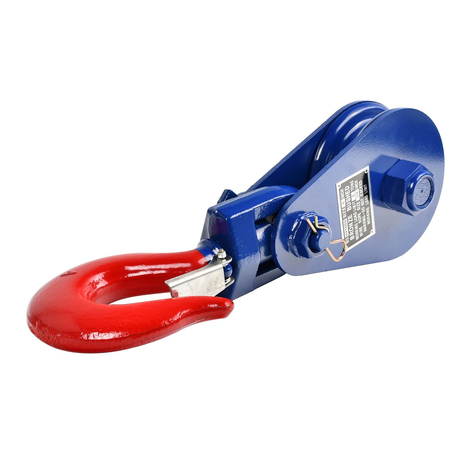 8 Ton Snatch Block with Swivel Hook & Safety Latch 6" Sheave, 3/4" Wire Rope