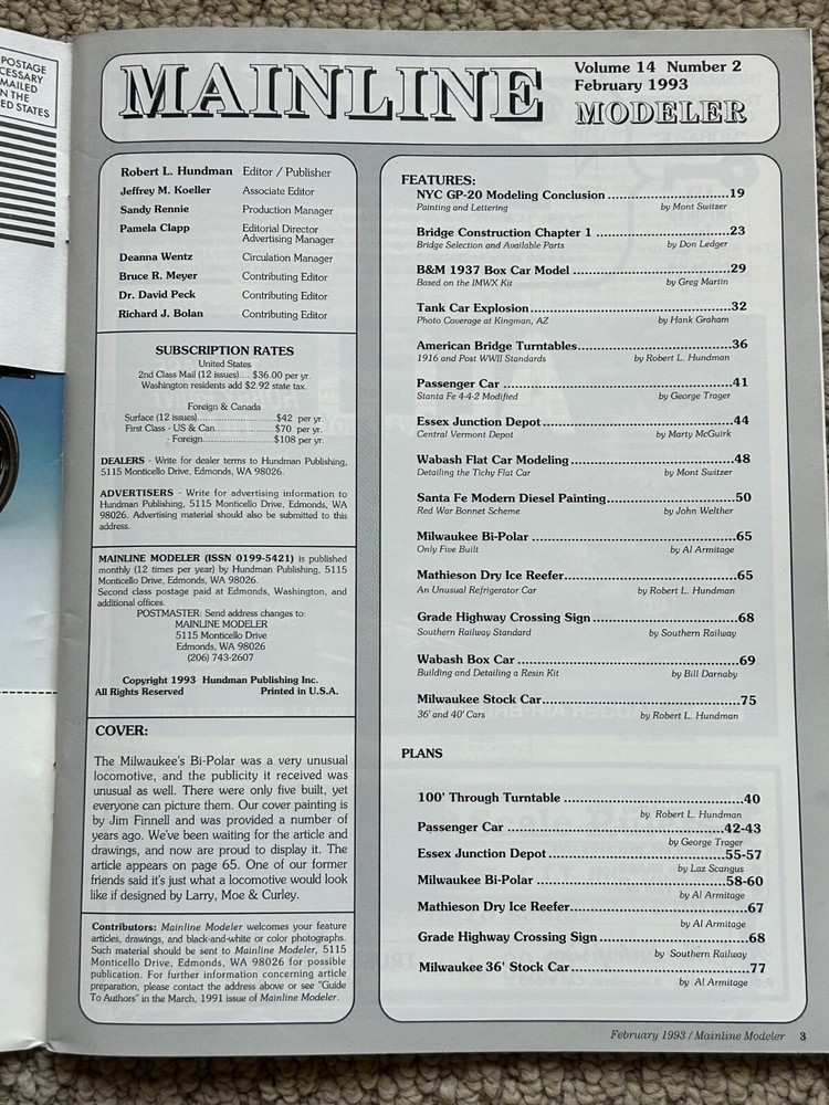 1993 Mainline Modeler Magazines