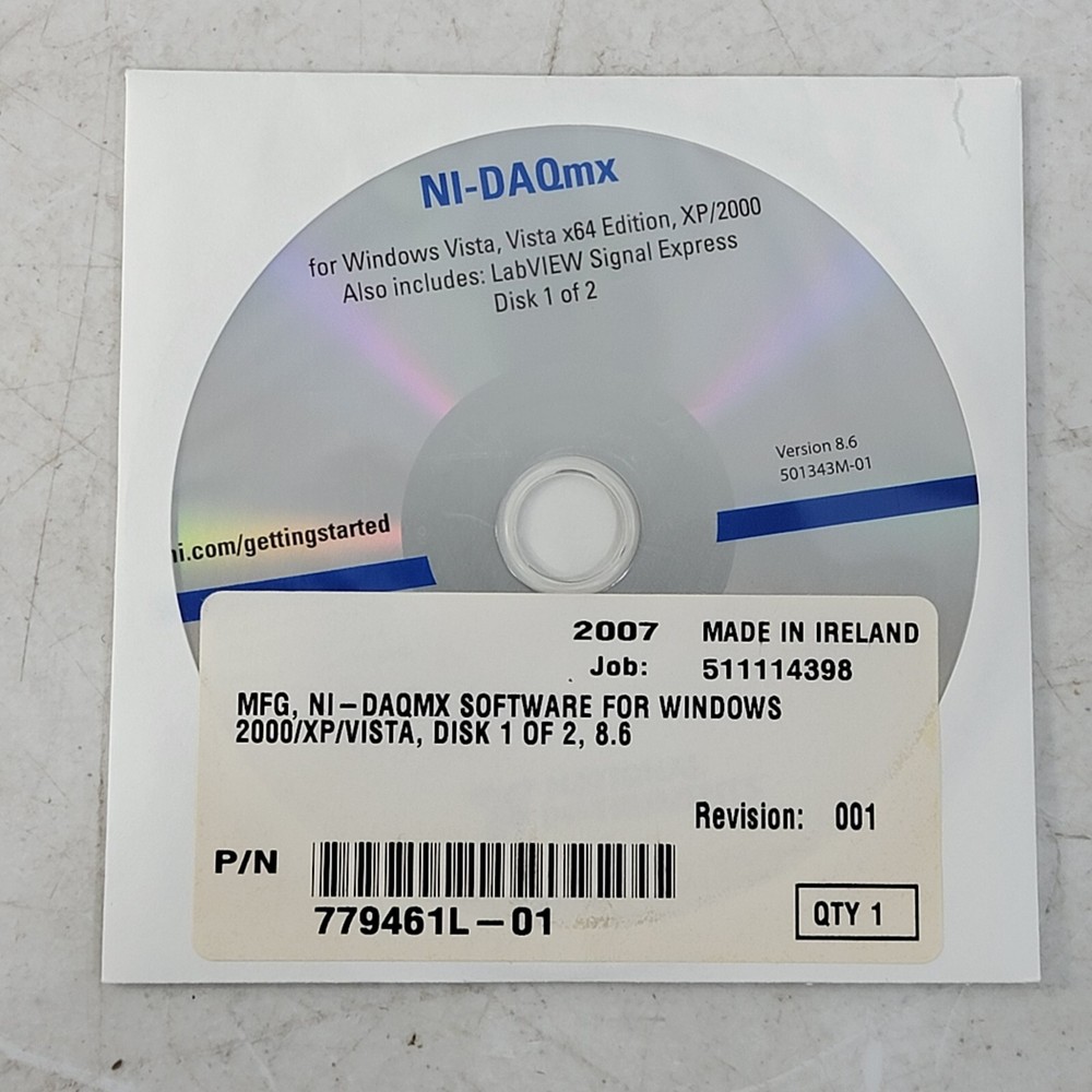 National Instruments NI-DAQmx 8.6 Windows Software w/ LabVIEW Signal Express