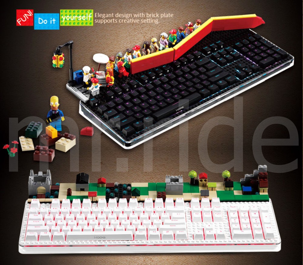 I-ROCKS Illuminated Mechanical Game Brick Keyboard Led Embedded Black