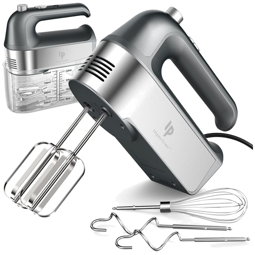 Low Noise Electric Hand Mixer, 5 Speeds with Scale Cup & Easy Eject Function