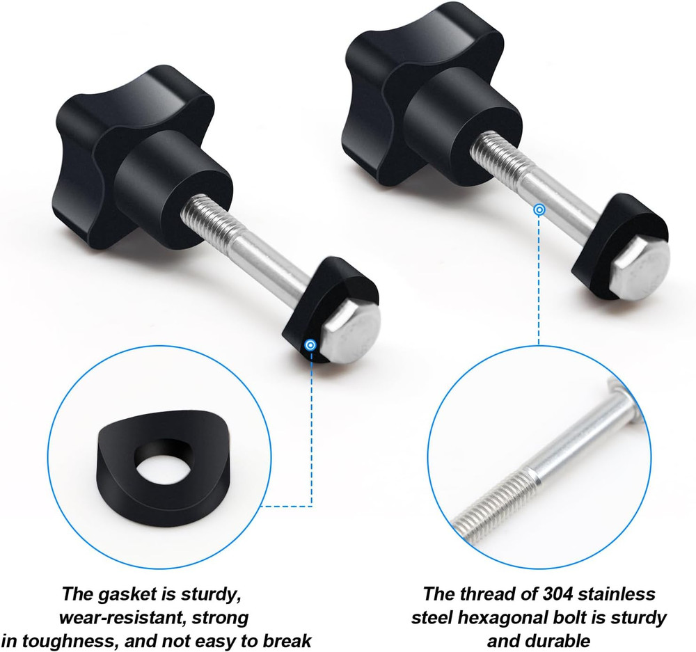 2 Pcs Rollator Walker Replacement Arm Adjustment Knobs With M6 Track Bolt Set