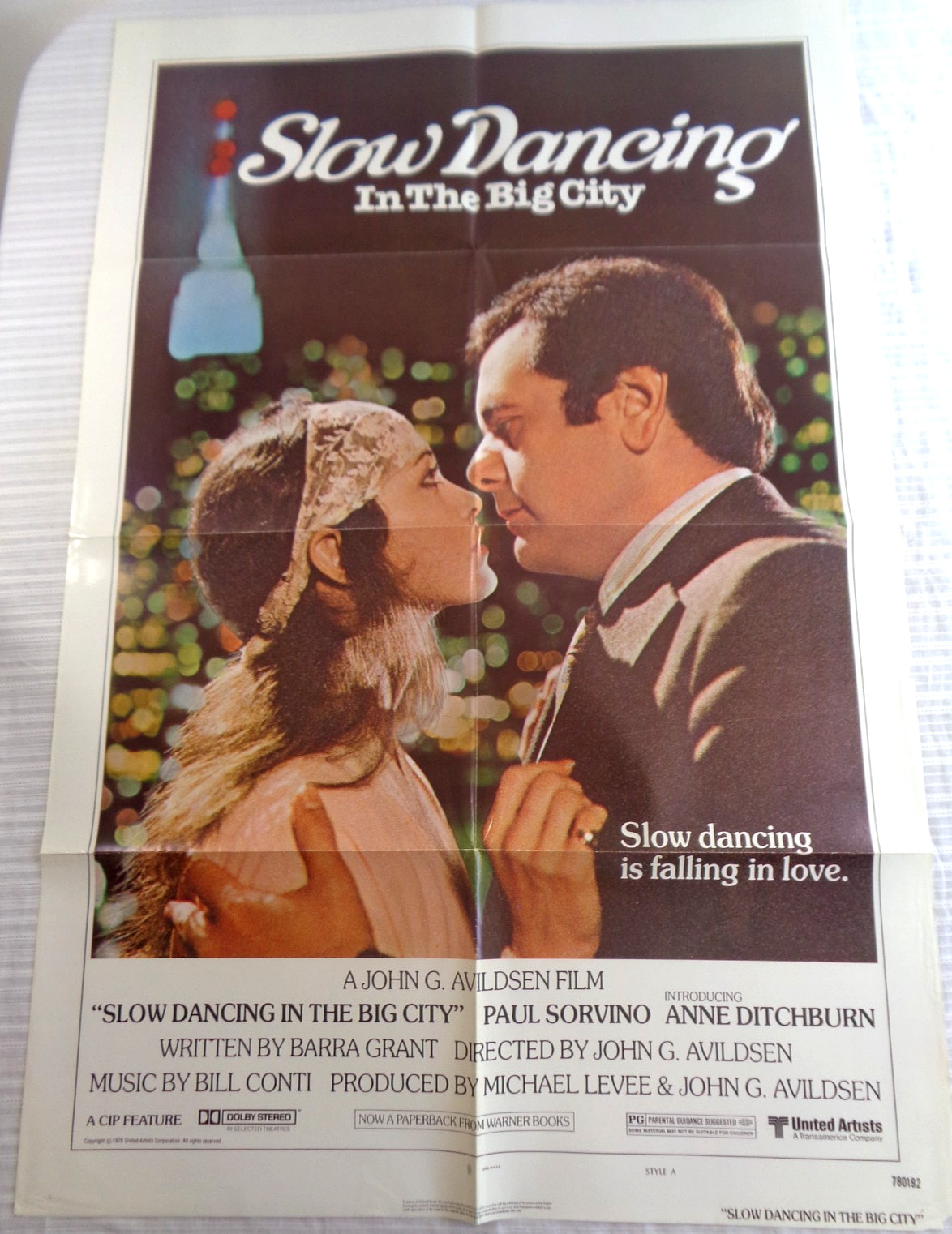SLOW DANCING IN THE BIG CITY Movie Poster 1978 - One Sheet Original Sorvino VG!