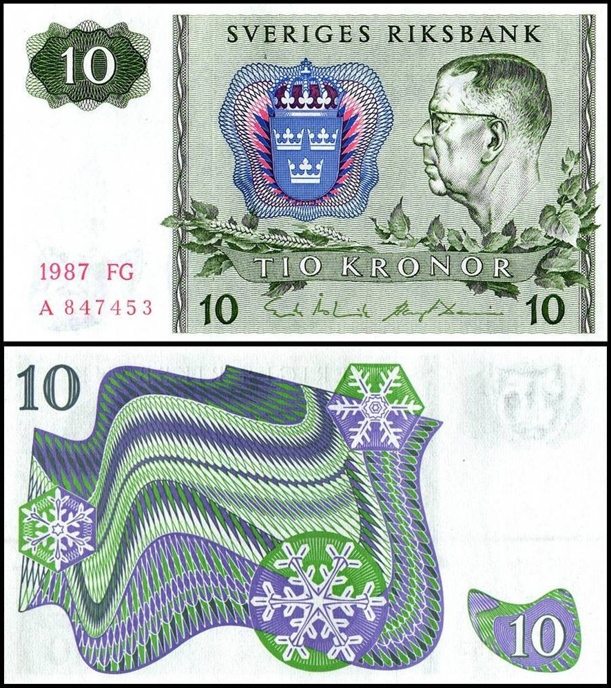 Sweden 10 Kronor, 1987, P-52e.5, UNC
