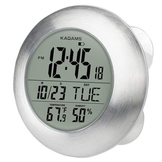 Bathroom Shower Digital Wall Clock 9.5'' Kitchen Clock Calendar Water