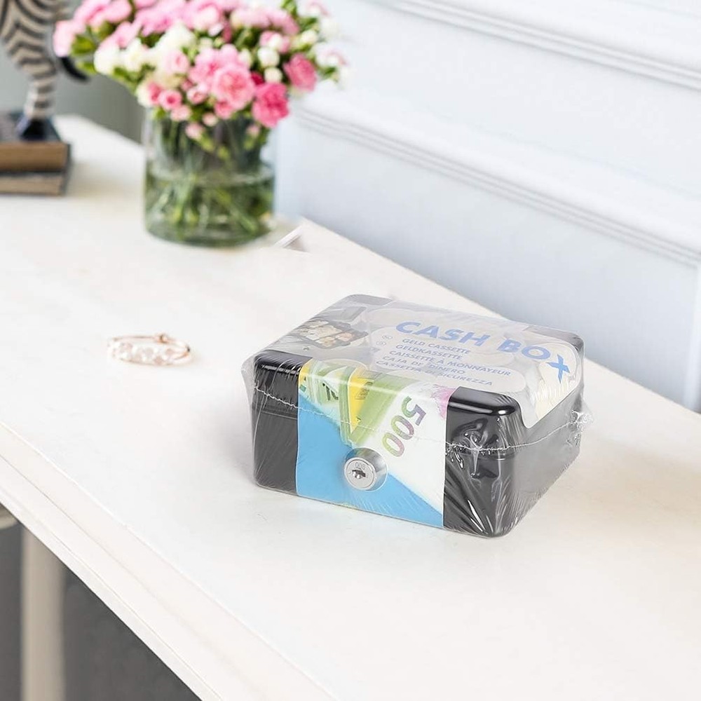 Key-Controlled Black Cash Box - Small Size for Personal Security & Convenience