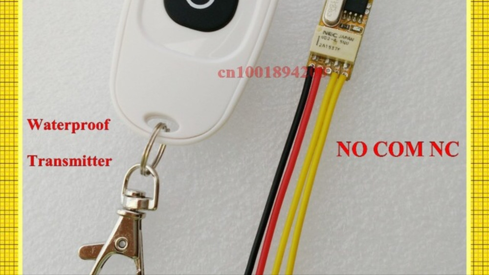 White small RF Wireless Remote Control Momentary/Toggle/Latch 3.7 - 12v A12
