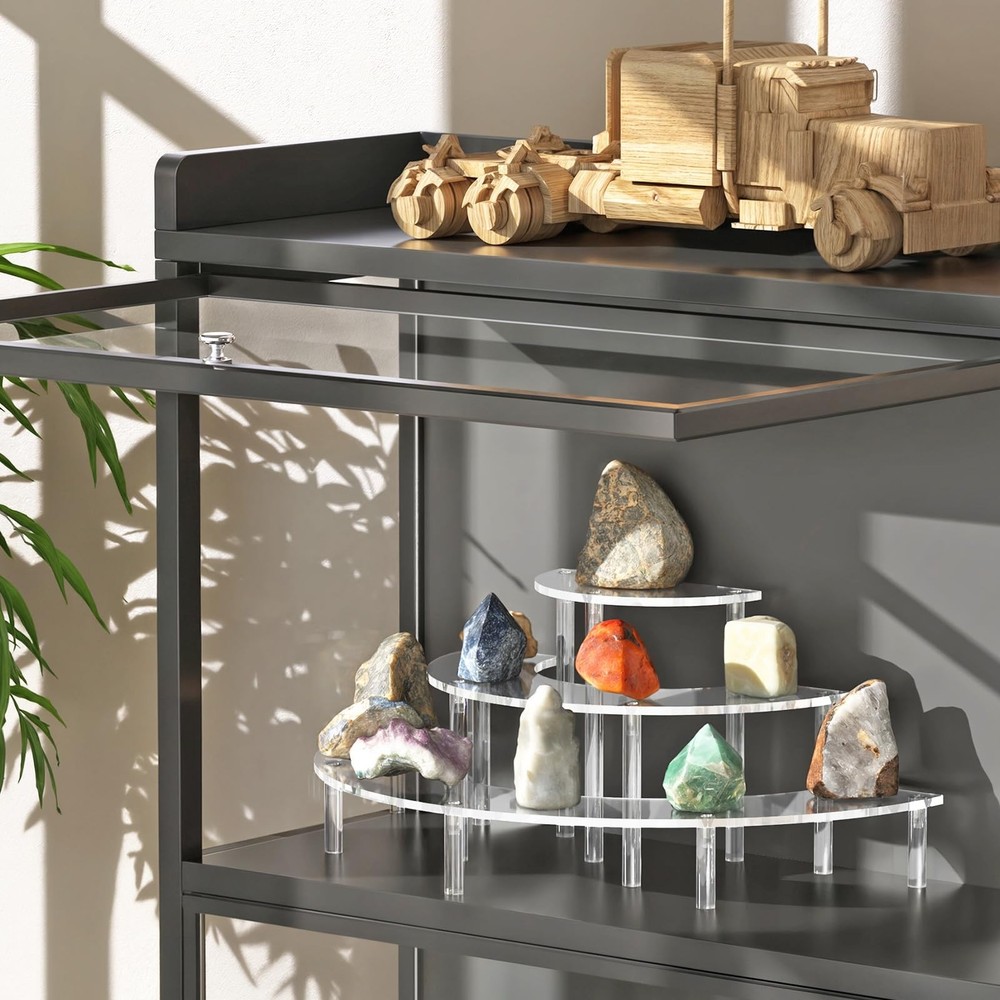 Dooiclear 3 Tier Acrylic Display Risers, Half Moon Cupcake Stand, Clear