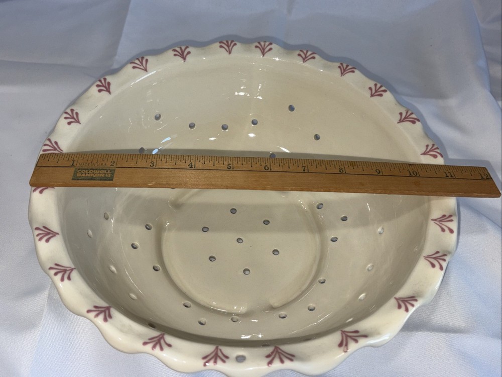 Large Ceramic Decorative Berry/Pasta Colander Hand Made - Initialed *KS