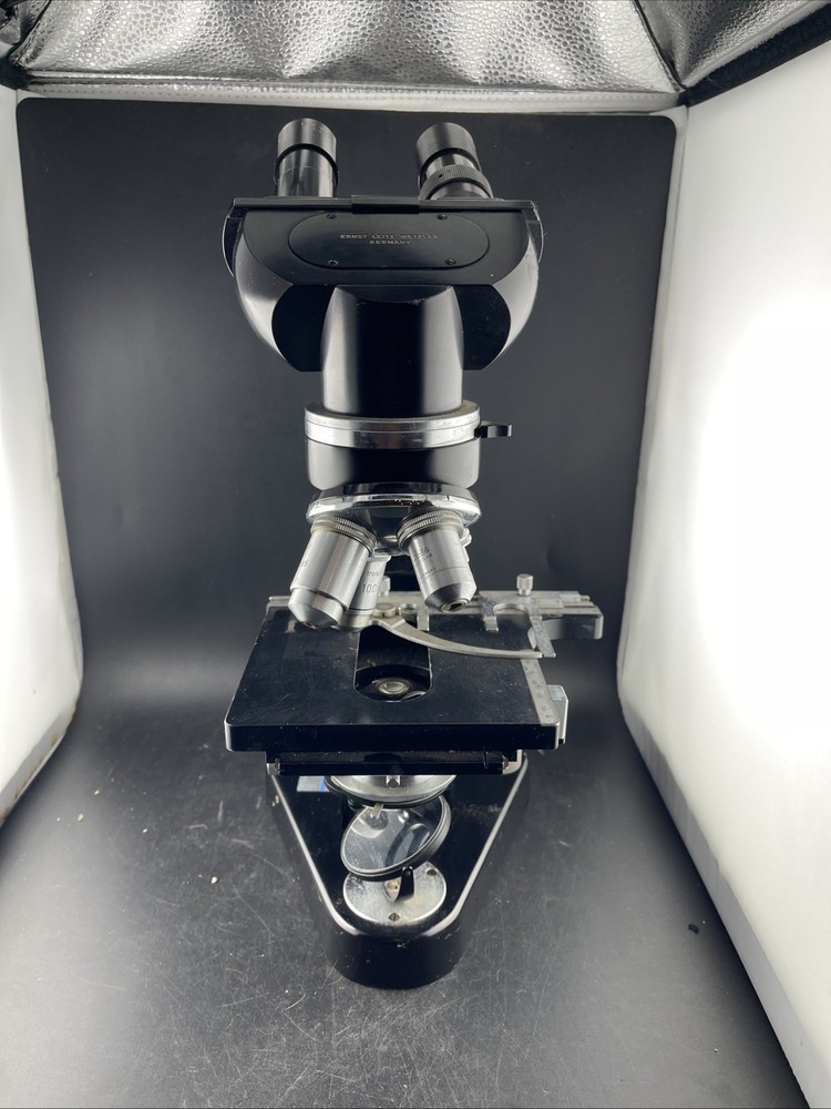 Ernst Leitz Wetzlar Binocular Microscope • Germany • 4 Objectives • Vintage Lab