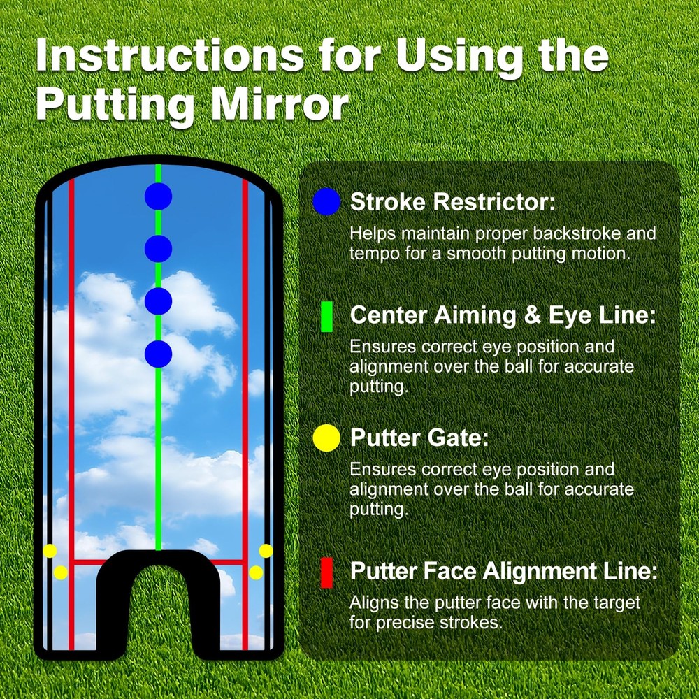 Golf Putting Mirror Training Aid, Alignment Training Tool for Putting Practic...