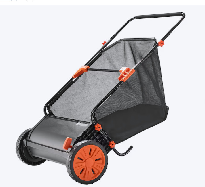 VEVOR 26" Push Lawn Sweeper – 7 Cu Ft Hopper, Adjustable Brushes