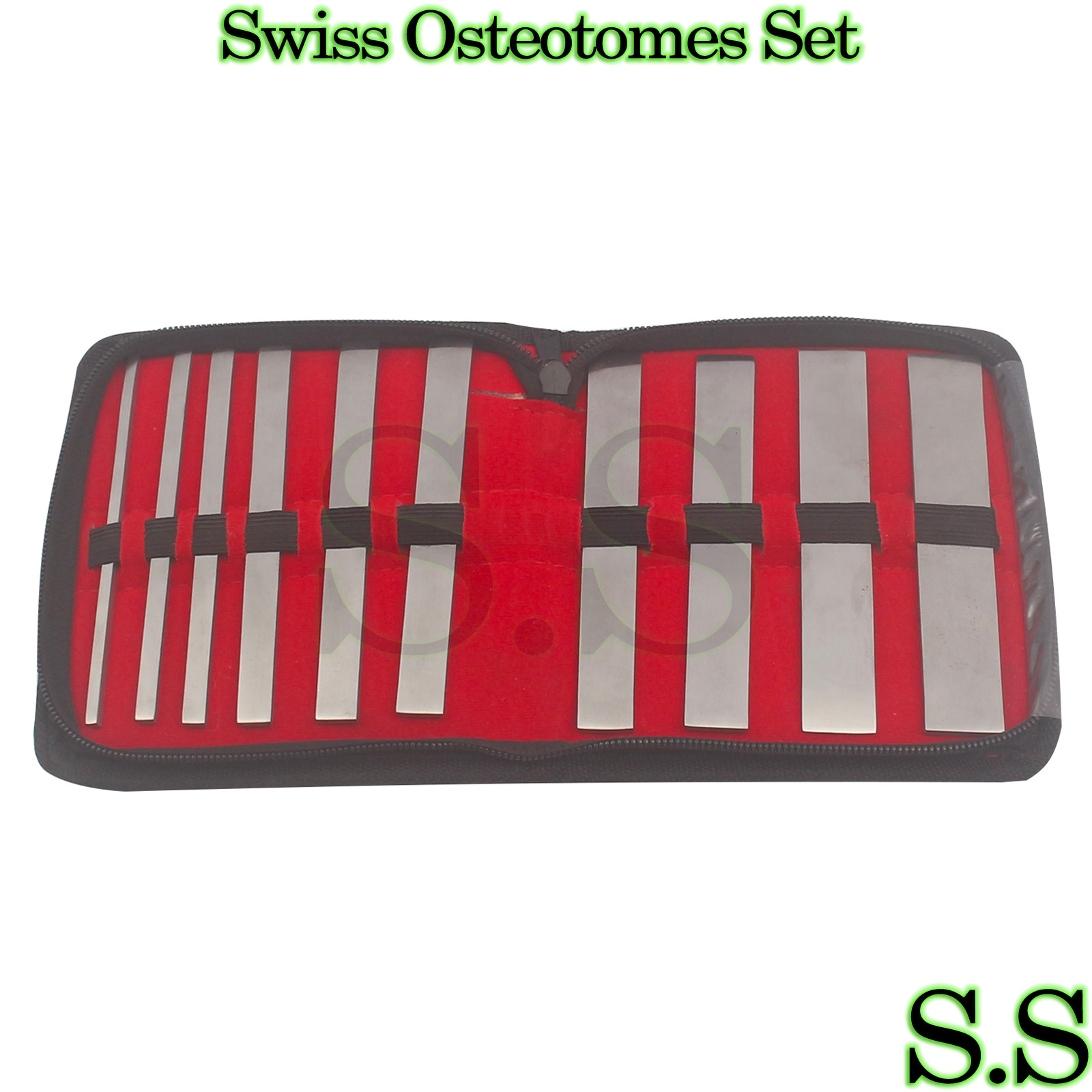 10 Swiss Osteotomes Set Orthopedic Surgical Instruments