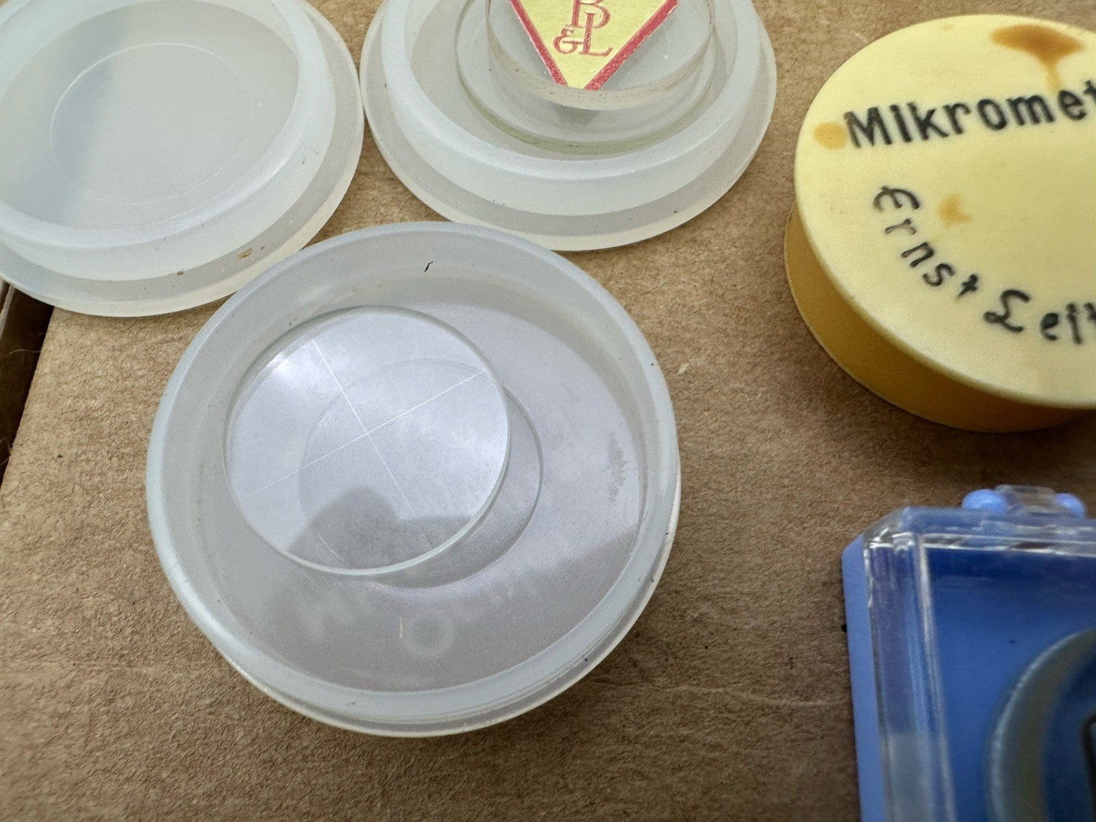 Lot of Vtg Microscope Lens Filters Glass Pearl Bausch Lomb Leitz Graf Apsco Etc