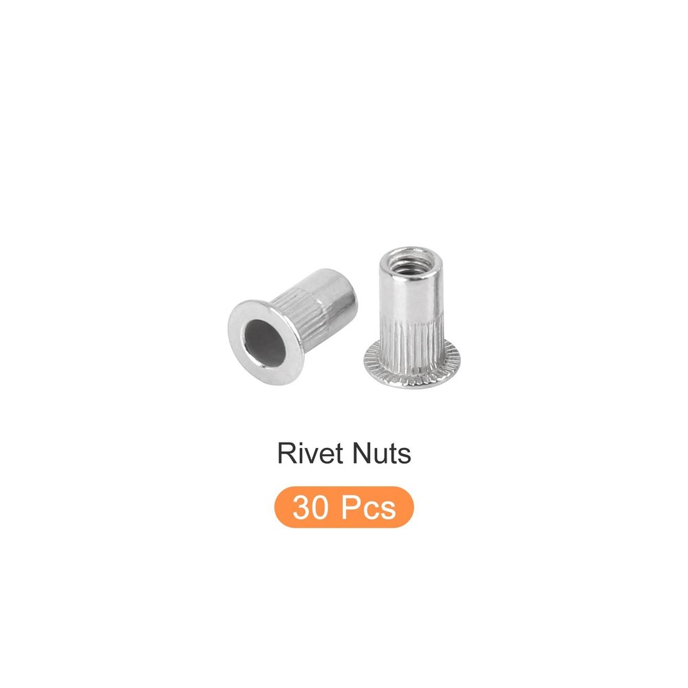 Rivet Nuts (M4) 30Pcs, Stainless Steel Knurled Threaded Insert Nuts