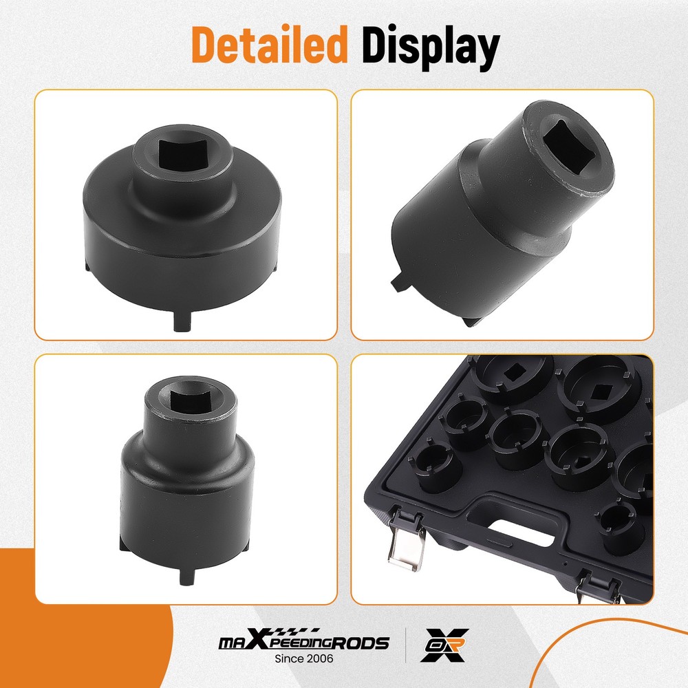 9X 1/2" 3/4" KM4-KM12 DRIVE GROOVED LOCK NUTS SOCKET SET & EXTERNAL TEETH