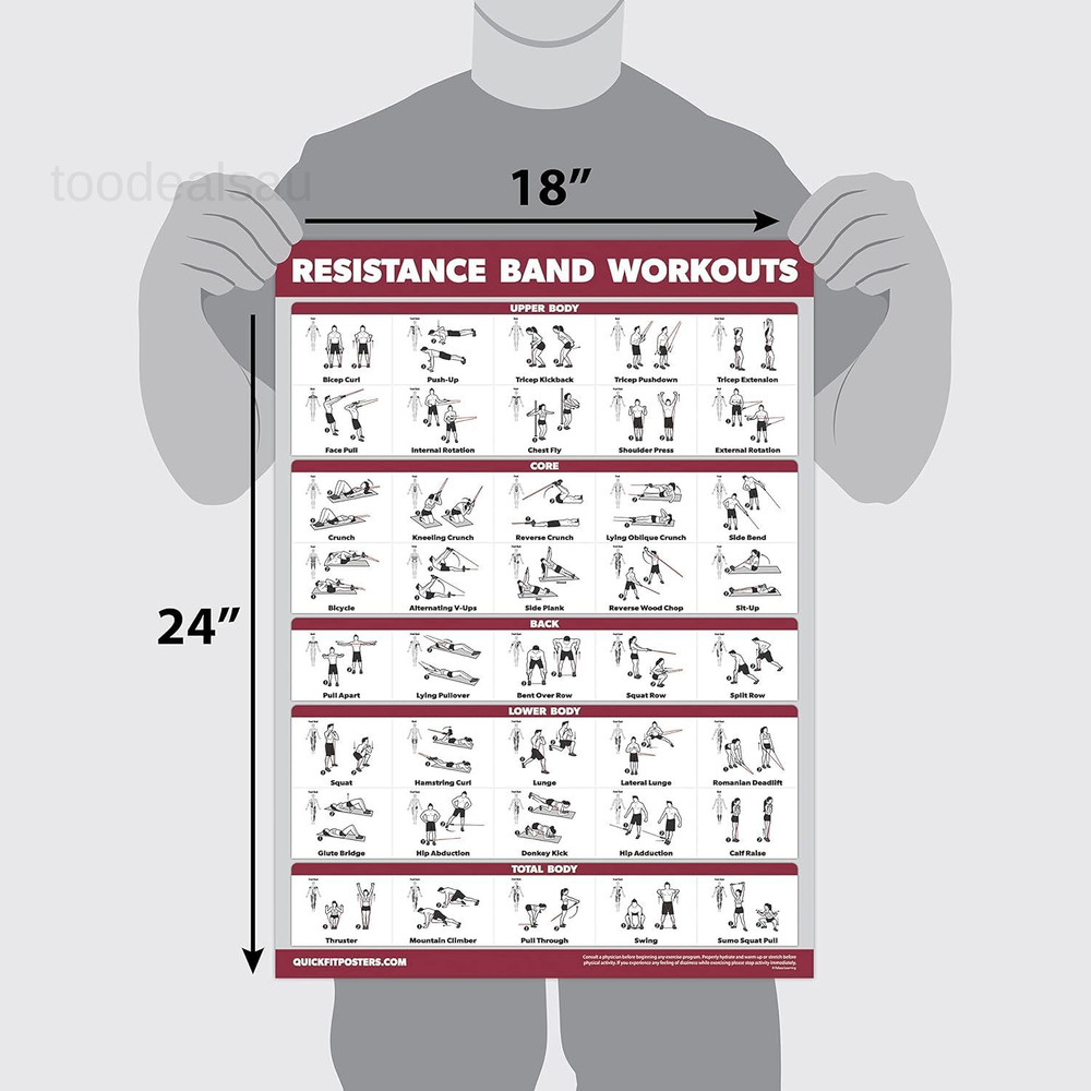 4 Pack - Resistance Bands Workout Exercise 18 x 24, LAMINATED