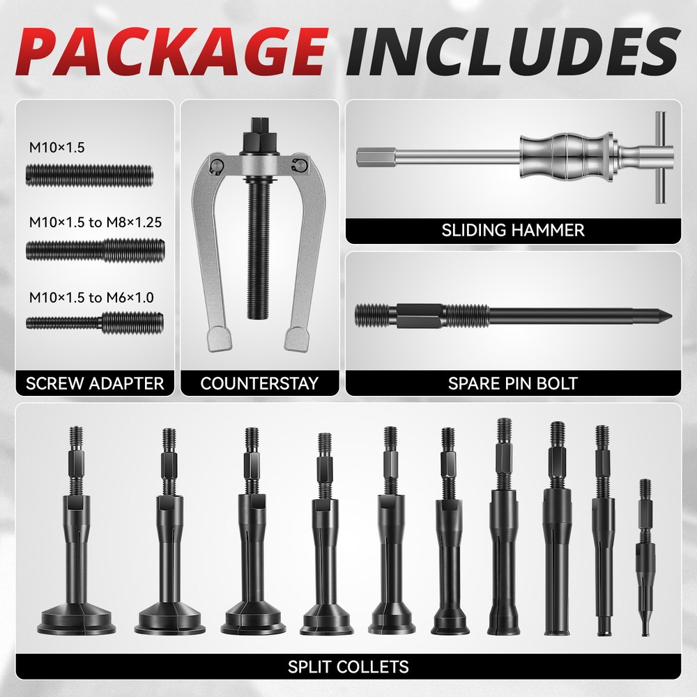 16Pcs Blind Hole Pilot Internal Extractor/Remover Bearing Puller Set Kit w/ Case