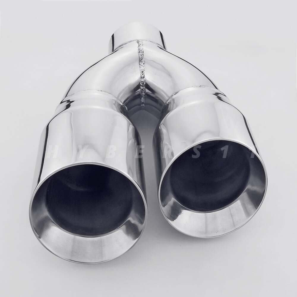 3" inlet QUAD 4" Staggered Out Dual Wall Exhaust Tips for Ford Mustang GT 5.0 V8