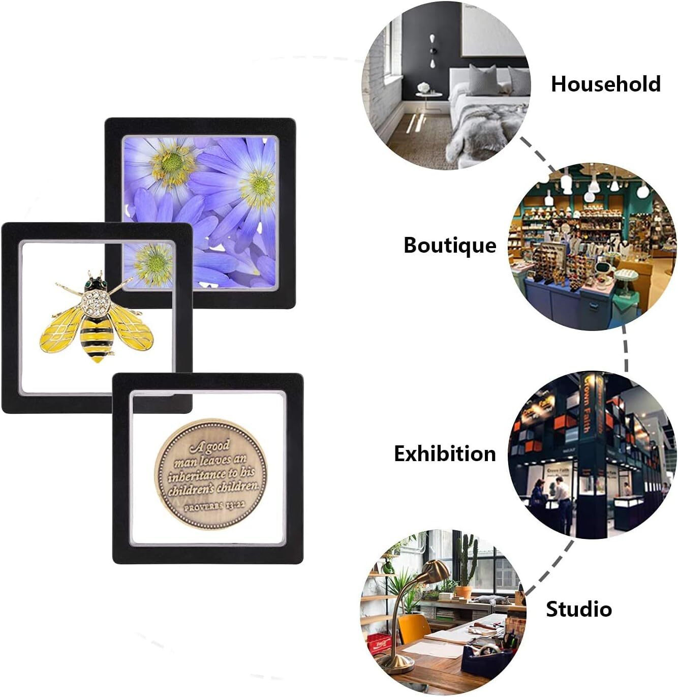 30 3D Floating Case Box Coin Display Frame Stand Holder Jewelry Specimen Collect