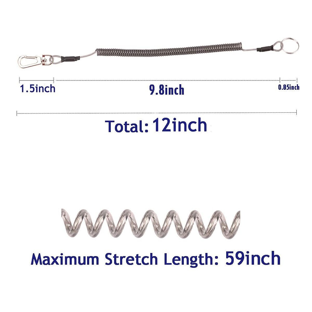 7 Pcs Retractable Wire Key Lanyard Wire Coiled Cable for Keys Pliers Boating