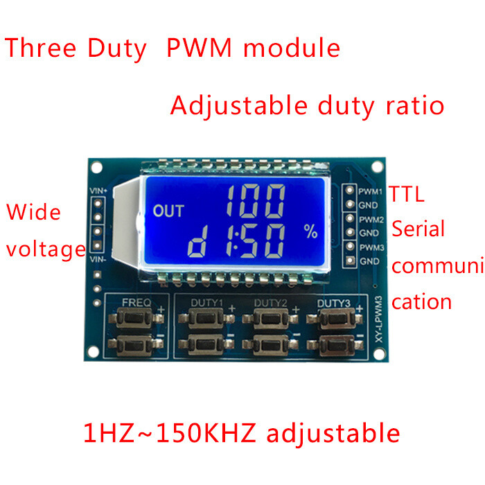 Signal Generator 3-Channel PWM Pulse Wave Frequency Duty Cycle Adjustable Module