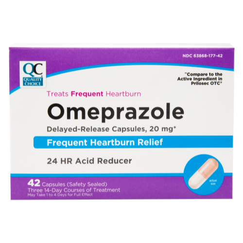 Quality Choice Omeprazole Delayed Release Acid Reducer 20Mg 42 Tabs Each
