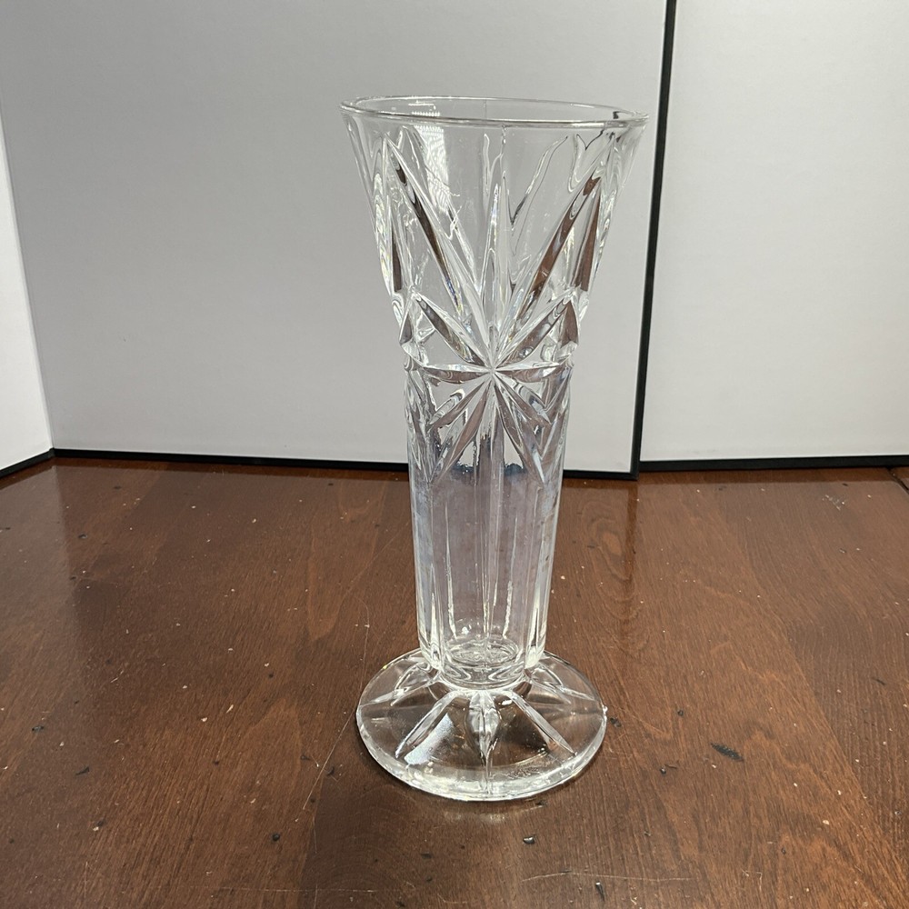 7” Cut Glass Bud Vase 3” Opening