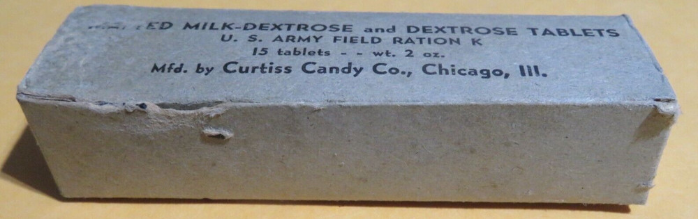 WWII US ARMY MALTED MILK / DEXTROSE TABLETS FROM K RATION CURTISS CANDY CO