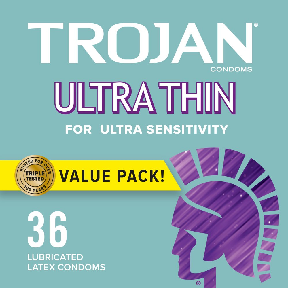 TROJAN Ultra Thin Condoms for Ultra Sensitivity, Lubricated, 36 Count Value Pack