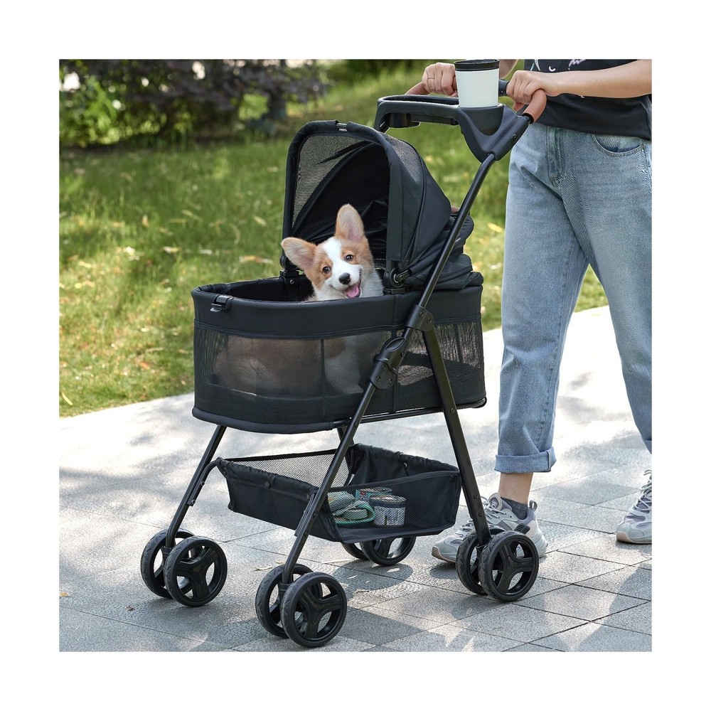 3 in 1 Pet Stroller with Removable Carrier, Folding Stroller for Small/Medium...