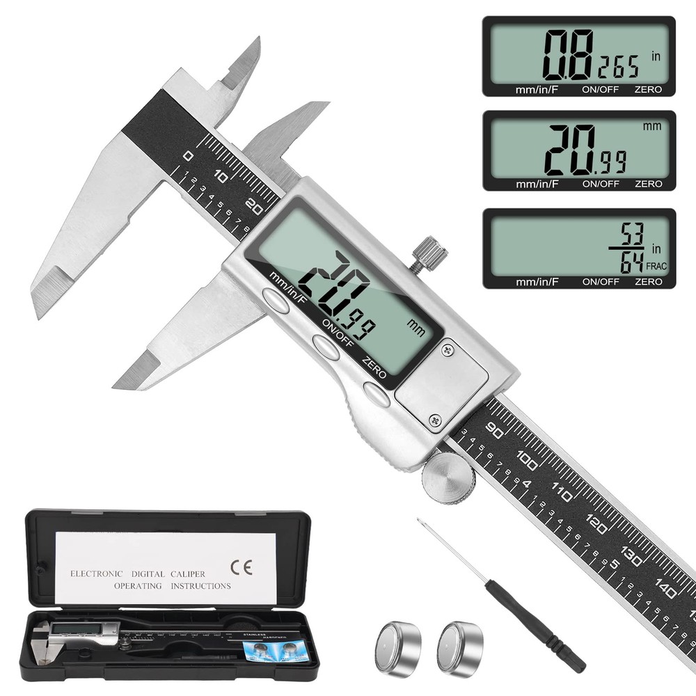 Digital Caliper Measuring Tool, 6 Inch Caliper Tool with Large LCD Screen, Ea...