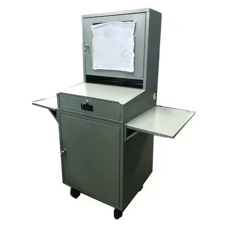 Mobile Computer Cabinet, Light Gry, Pc, Stl,  462D22