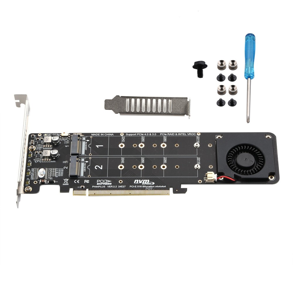 2280 SSD Expansion Split Card RAID 0 Mode Supports 4 Nvme M.2 PH44 PLUS
