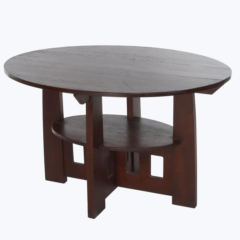 Arts & Crafts Limbert Cut-Out Mission Oak Double Oval Table C1910