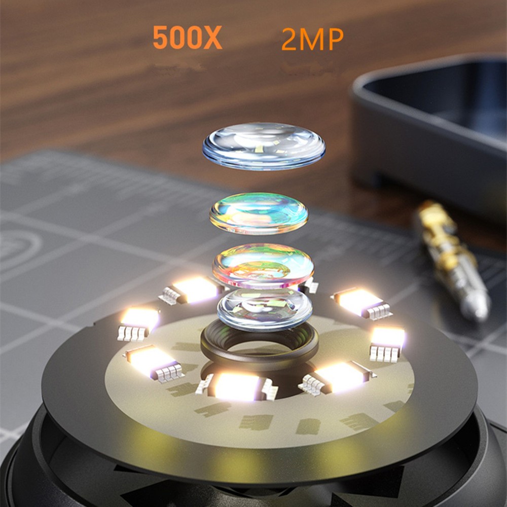 Black 2.0" IPS Screen Digital Handheld Microscope 1080P 500X Video Microscope