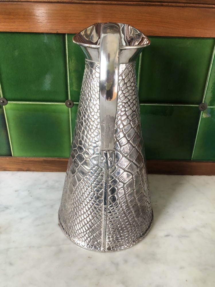 Antique C1910 JS & SB Old English Silver Plate Lizard Crocodile Pitcher