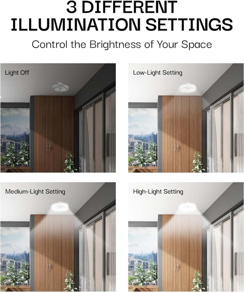 Bell + Howell Socket Fan Ceiling Fan Light Indoor with Remote Dimmable LED