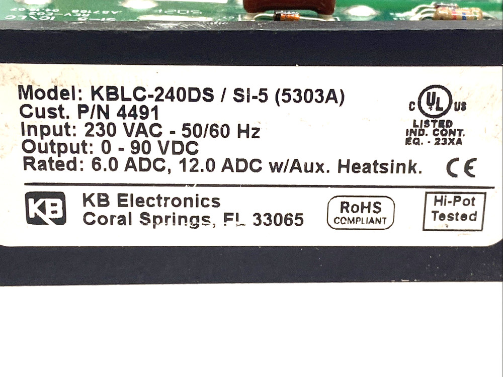 KB Electronics KBLC-240DS DC Motor Speed Controller 0-90VDC 230VAC