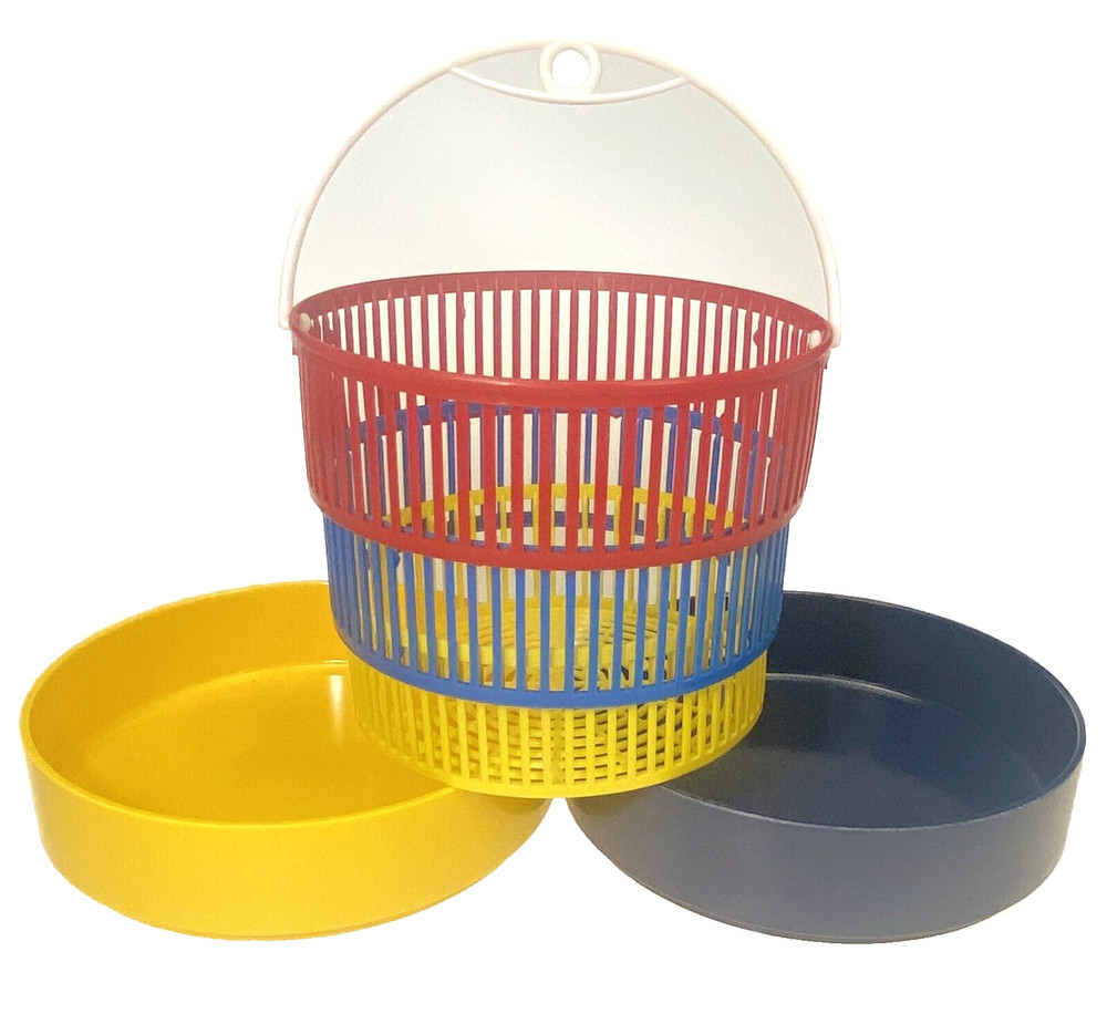 Yellow Blue Bowl Oblique PMC Melamine Stackable Melmac Strainer Vtg Retro