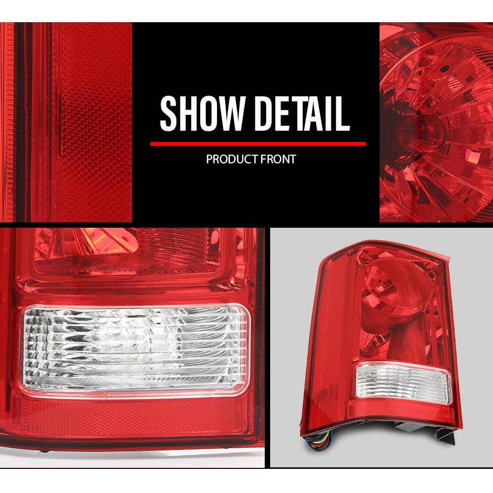 Tail Light Assembly for Pilot 2009-2015 Clear Red Lens Driver Side with Harness