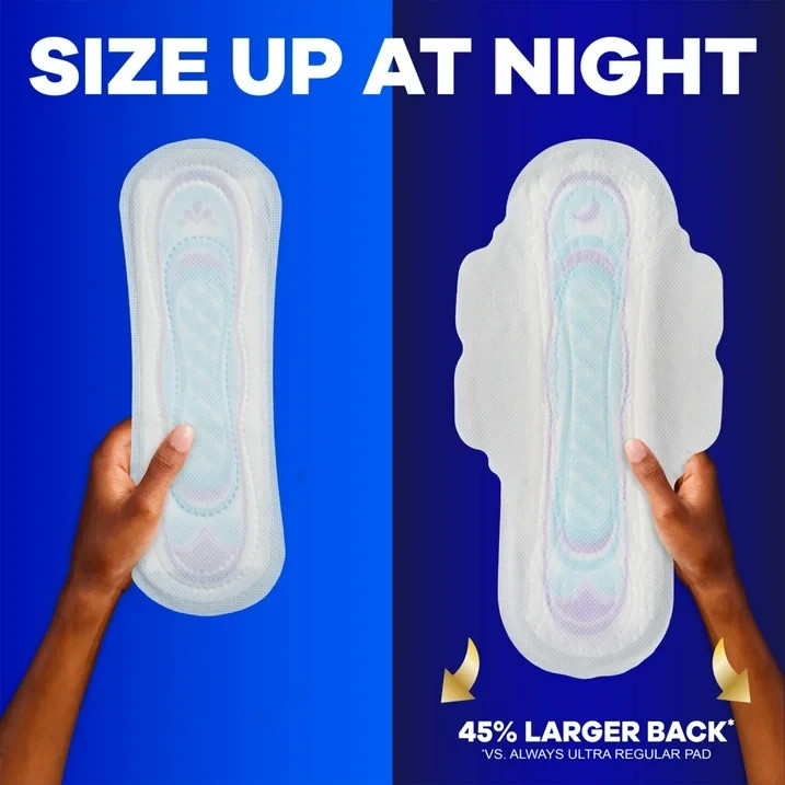 Always Ultra Thin Pads Without Wings, Size 2, Long Super Absorbency, 40 Count
